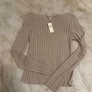 Anthropologie Pilcro Off-the-Shoulder Ribbed Sweater - Beige NWT